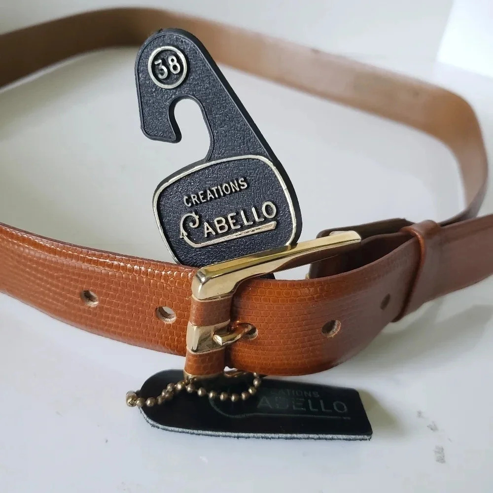 Creations Cabello Mens  Tan Leather Belt Size 38. - Picture 5 of 7